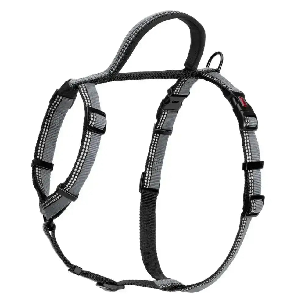 Black and gray reflective halti walking harness black with adjustable straps and buckle closures for dogs