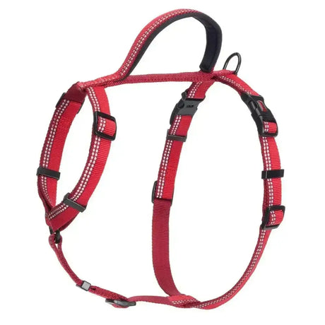 Halti walking harness red with reflective five points design padded handle and black plastic buckles for safe walks