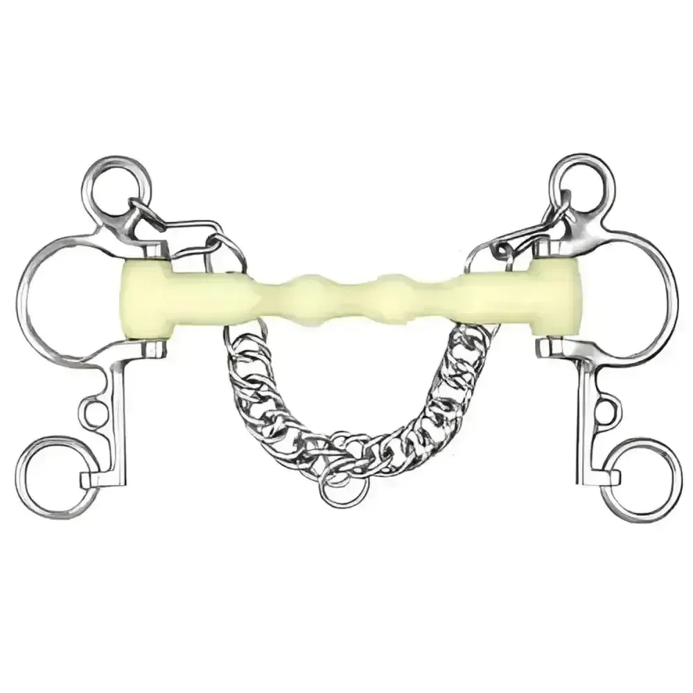 Happy Mouth Mullen Mouth Shaped Straight Bar Pelham Short Shank 127 mm (5") Horse Bits