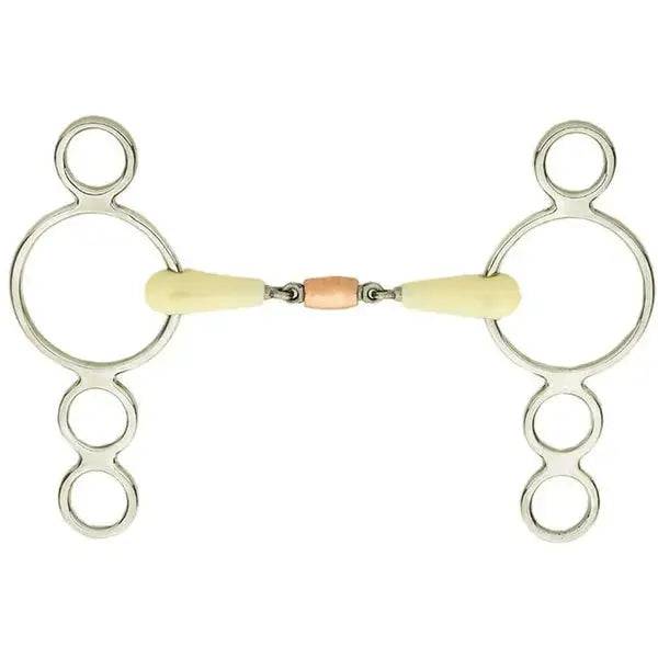 Happy Mouth Pessoa 3 Rings Dutch Gag Copper Roller Bits 114 mm (4 1/2") Happy Mouth Bits Horse Bits Barnstaple Equestrian Supplies
