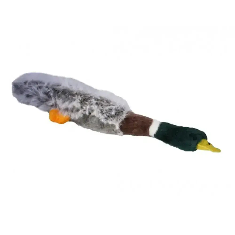 Happy pet empty nester mallard dog toy plush with green head yellow beak and orange feet for pets