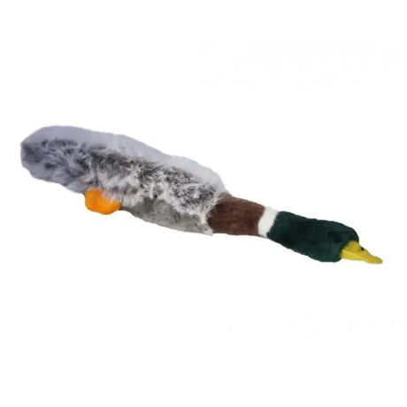 Happy pet empty nester mallard dog toy plush with green head yellow beak and orange feet for pets