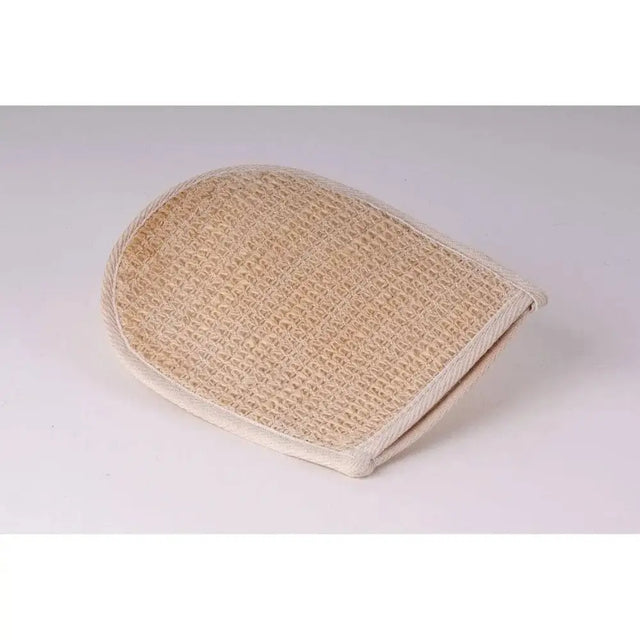 Beige harlequin cactus mitt natural fiber exfoliating body scrubber with woven texture for horse grooming cactus knitted use