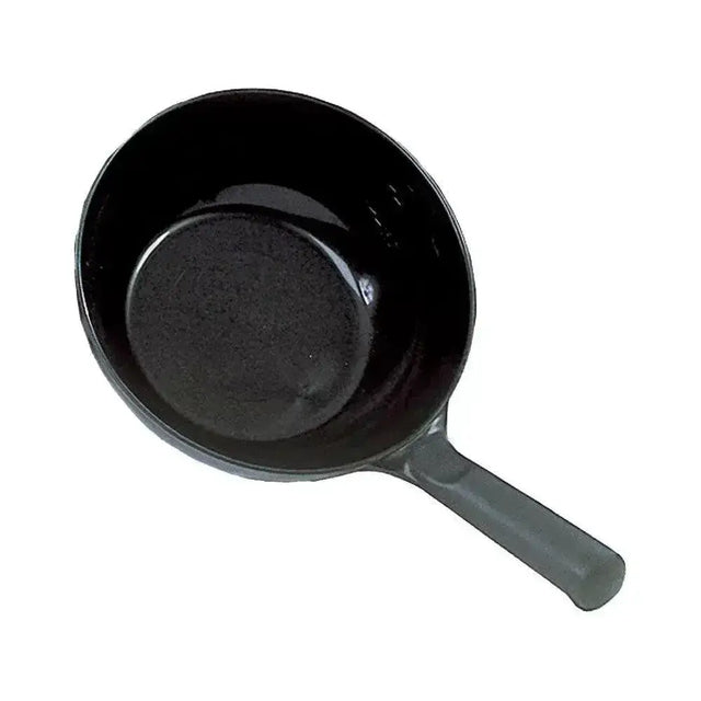 Black cast iron harlequin feed scoop with matte finish and sturdy curved handle for scoops and stirrers use