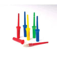 Set of colorful harlequin hoof oil brush holders in red blue yellow and green designed to prevent mess in bulk buy