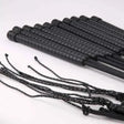 Black leather harlequin lunge whips pack of 10 with textured grips and braided rope tails for quality lunge whip use