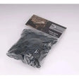 Black harlequin plaiting bands made from sturdy rubber band material for securing horse’s hair in a clear package