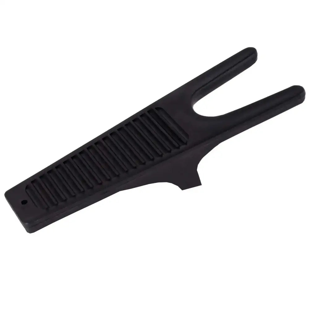 Black harlequin plastic boot jack with textured grip and dual-pronged design for easy yard boots removal