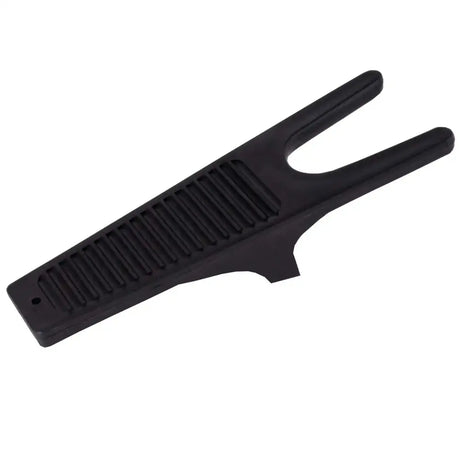 Black harlequin plastic boot jack with textured grip and dual-pronged design for easy yard boots removal