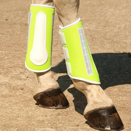 Harlequin Reflective Brushing Boots Yellow Cob Rhinegold Horse Boots Barnstaple Equestrian Supplies