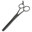 Black metal harlequin thinning scissors with serrated blade for precise styling available at barnstaple equestrian supplies