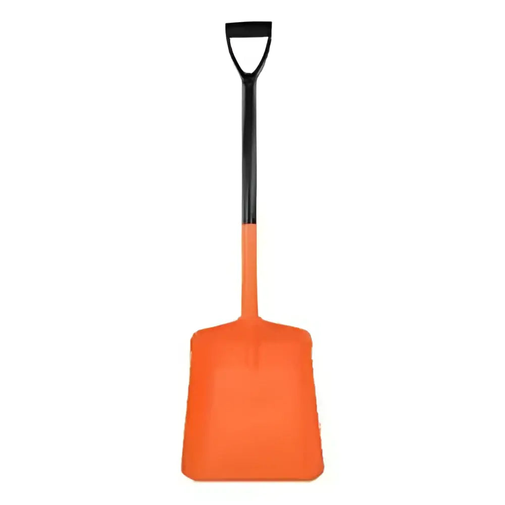 Orange plastic harold moore deep pan shovel large with black d-grip handle for heavy digging tasks