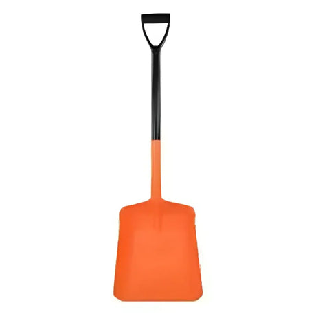 Orange plastic harold moore deep pan shovel large with black d-grip handle for heavy digging tasks