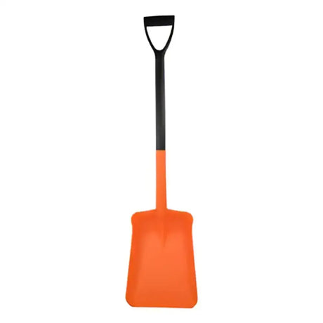 Orange harold moore deep pan shovel with a black d-grip handle for easy digging and scooping tasks