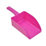 Bright pink plastic harold moore medium horse feed scoop with molded handle for easy use