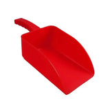Red plastic harold moore medium horse feed scoop with molded handle for easy scooping and durability