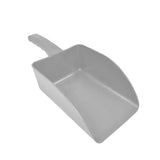 Gray plastic harold moore medium horse feed scoop with molded handle and slightly curved scoop for easy scooping