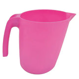 A vibrant pink harold moore pouring jug made of plastic with a smooth finish and a centrally positioned increment