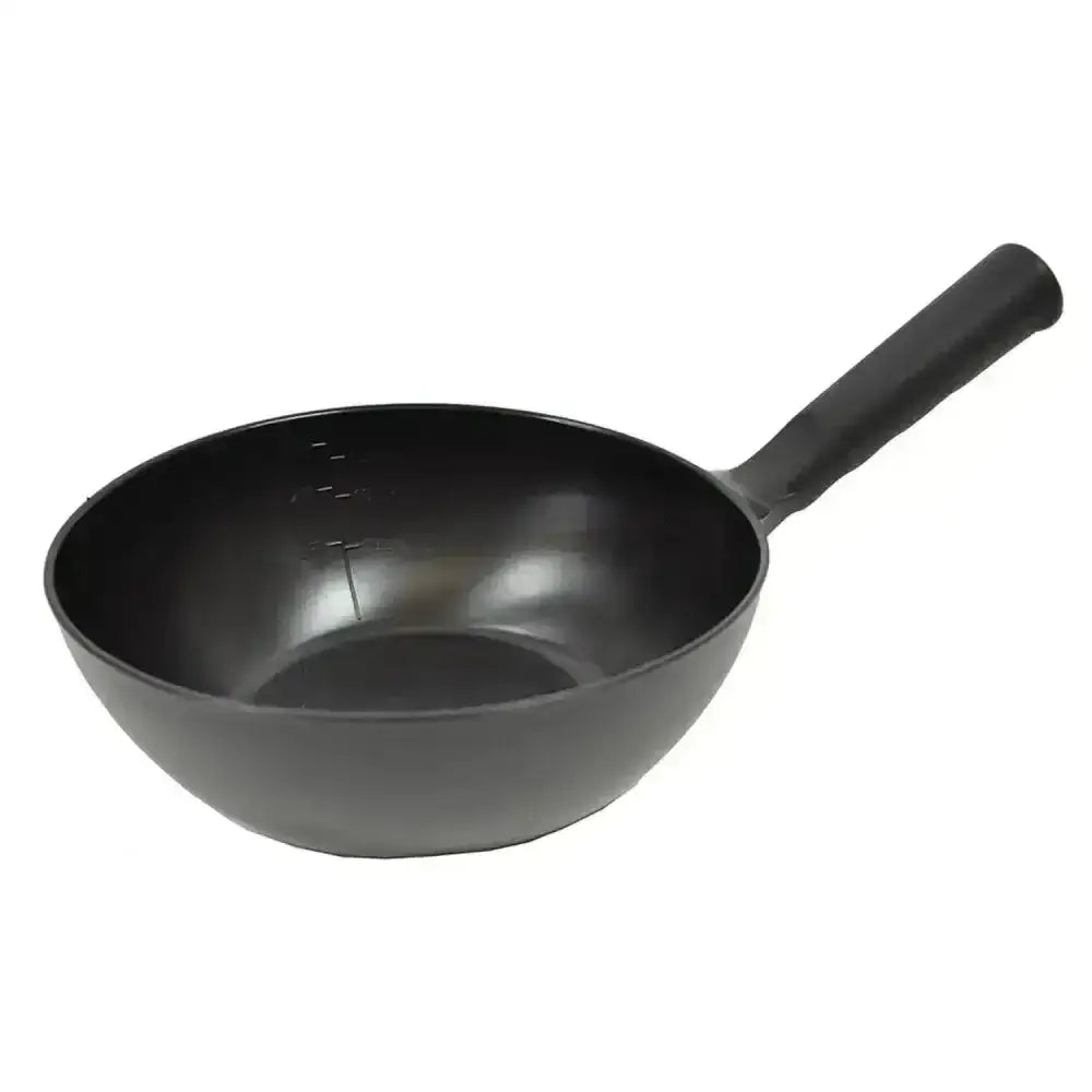 Black cast iron harold moore round feed scoop with sturdy handle ideal for heavy-duty moore round feed use