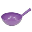 Purple plastic harold moore round feed scoop with smooth rounded bowl and integrated handle for easy scooping