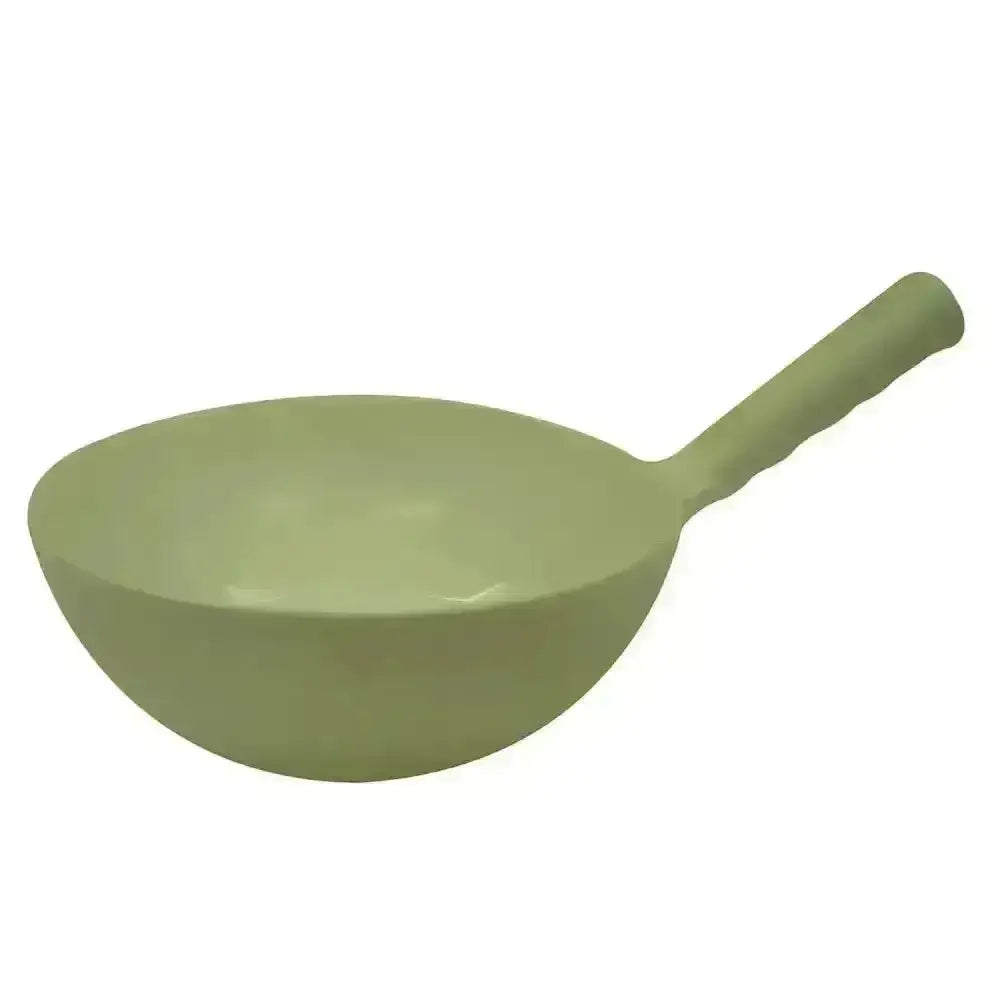 Harold moore round feed scoop in matte olive green plastic with smooth rounded bowl and integrated handle