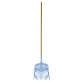 Light blue harold moore shavings fork with wooden handle large fork provide for easy shavings handling