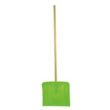 Bright green plastic harold moore shavings shifter with extra wide blade and wooden handle for easy shoveling