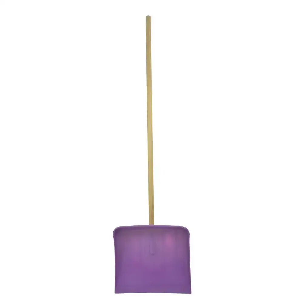 Purple plastic harold moore shavings extra wide blade snow shovel with wooden handle for easy shifter use