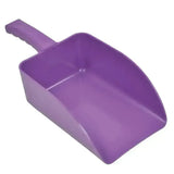 Purple plastic harold moore small horse feed scoop with molded handle for easy scooping of horse feed