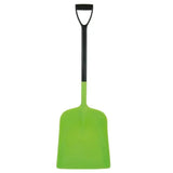 Bright green plastic stable master shovel with black d-shaped handle by harold moore stable for easy cleaning tasks