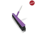 Purple plastic harold moore stable yard broom with black bristles and silver handle for professional equine environment use
