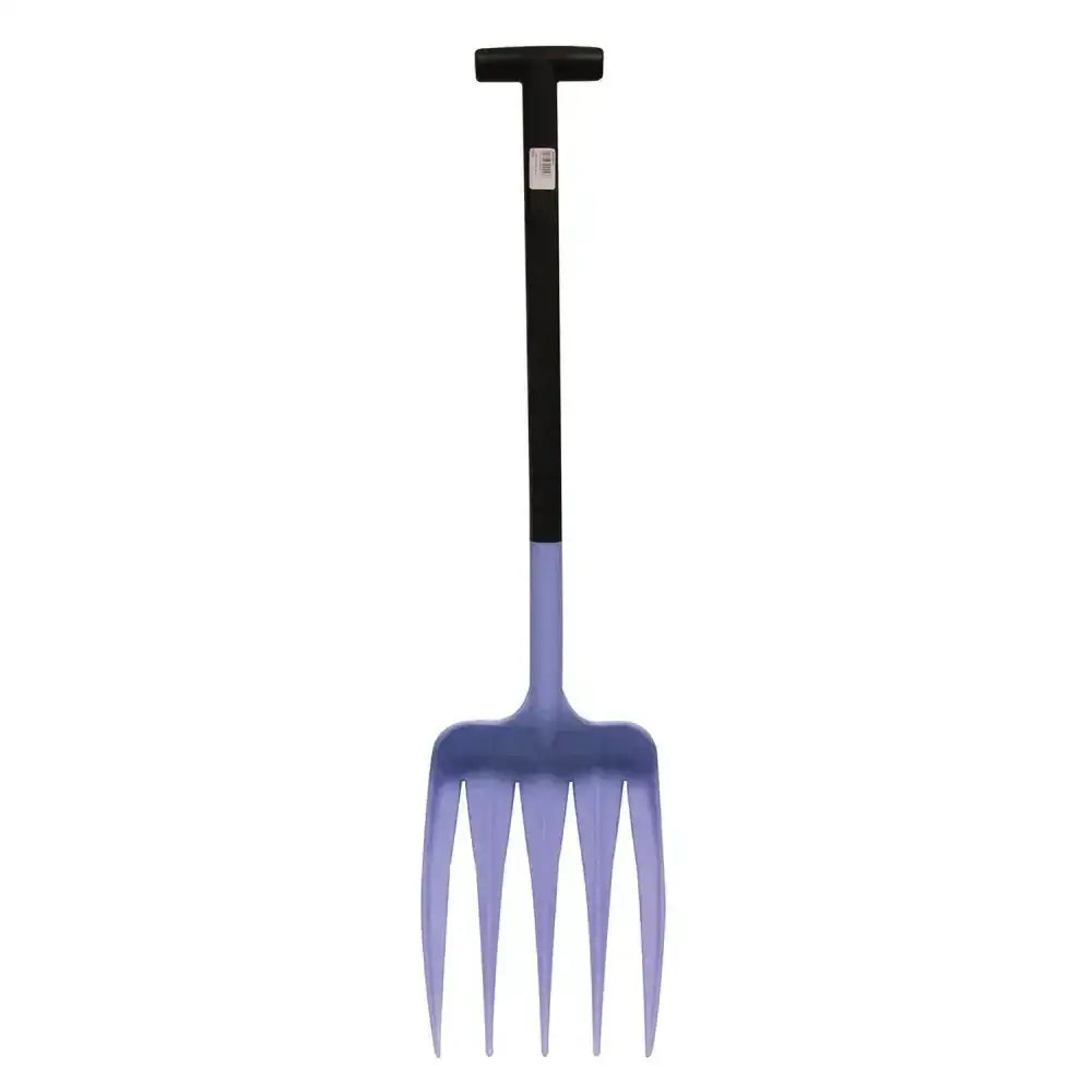 Purple plastic garden fork with black t-grip handle harold moore unifork moore unifork t-grip for gardening tasks