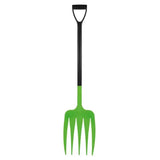 Bright green plastic harold moore unifork yard fork with black d handle for easy gardening tasks