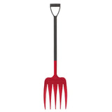 Red plastic moore unifork yard fork with black d handle perfect for gardening and yard work