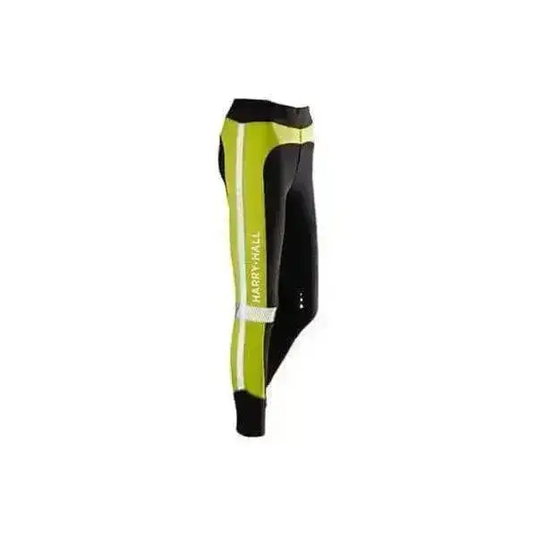 High-visibility harry hall junior breeches yellow with black and neon yellow cycling tights and reflective stripes