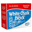 Red and blue cardboard box of Hatchwells white chalk block with special soft formula for pet grooming use