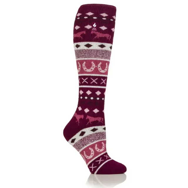 Heat Holders Ladies Southwell Fairisle Long Socks Deep Fuchsia Socks