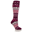 Heat holders ladies southwell fairisle womens lite long knee-high sock in deep fuchsia with horse and horseshoe pattern