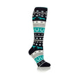 Heat holders ladies womens lite long socks in navy with horse and horseshoe fairisle knit pattern