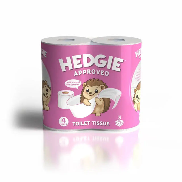 Pink-packaged hedgie toilet tissue with three-ply paper and cartoon hedgehog special pattern design
