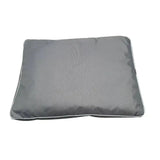 Gray rectangular henry wag brecon adventure bed with white piping designed as a cozy elevated bed for pets