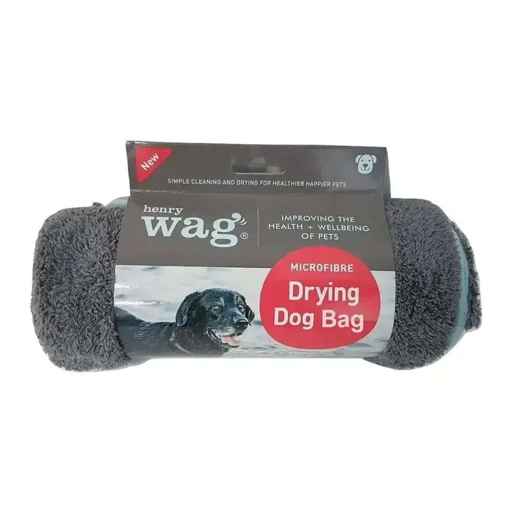 Grey microfibre henry wag drying bag designed for quick dog drying and easy use after walks or baths