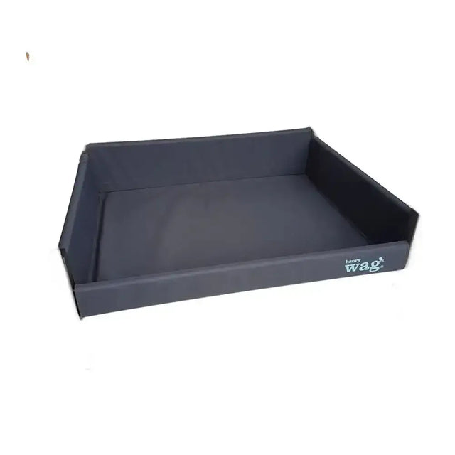 Dark gray elevated dog bed replacement cover with soft fabric lining and henry wag logo on the side for comfort