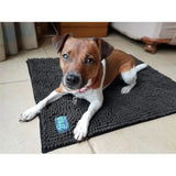 Black textured henry wag microfibre noodle pet mat with blue brand tag for cozy pet comfort
