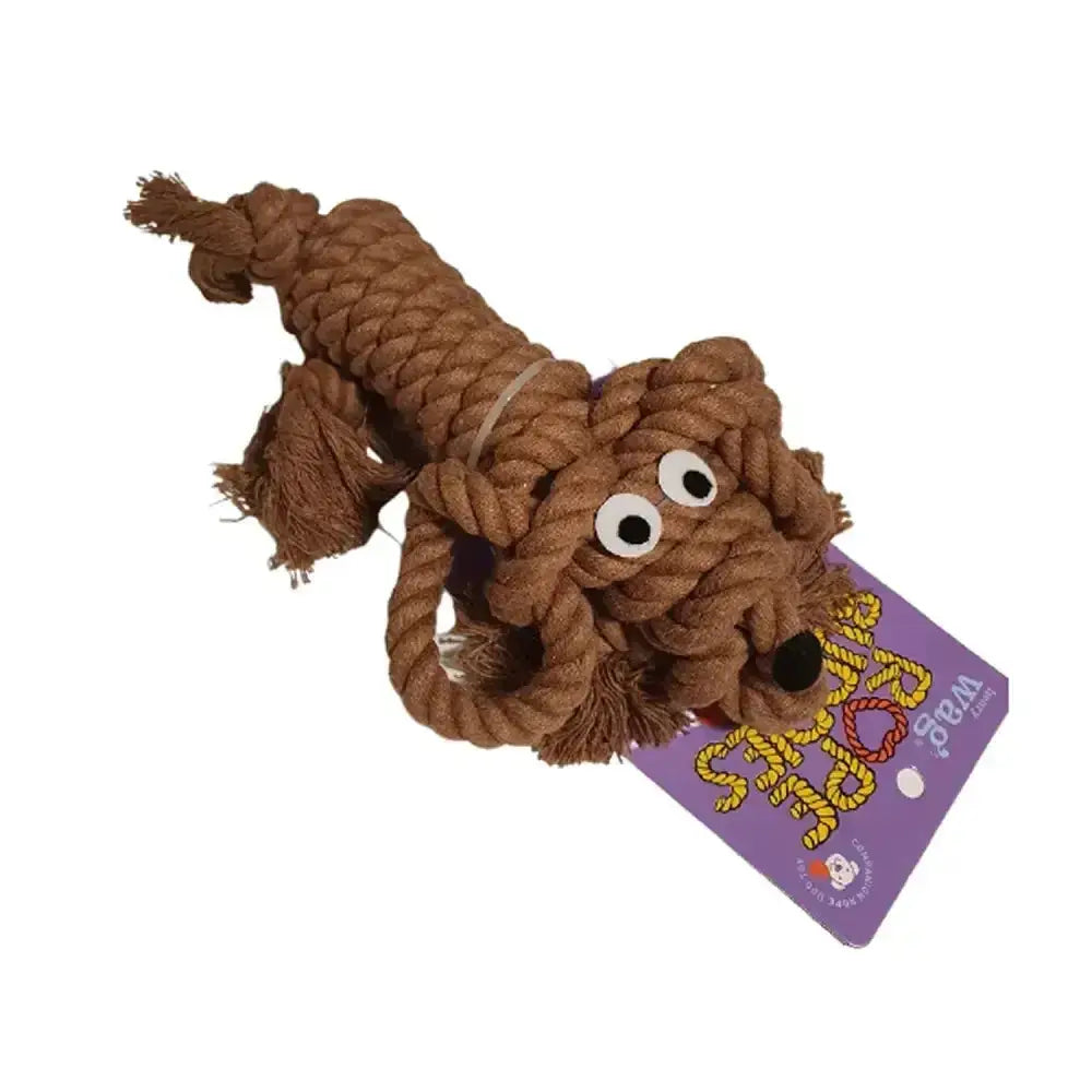Brown rope dog toy henry wag rope buddy with embroidered eyes and black nose perfect travel comforters choice
