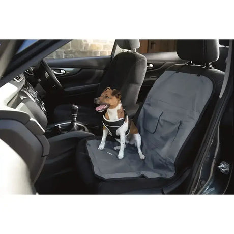 Gray waterproof henry wag single car seat cover with front pocket and reinforced edges for dog car accessories