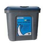 Gray plastic henry wag store fresh dog food storage box with blue lid and label for dry pet food storage
