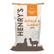 Henrys llama high quality alpaca feed bag in white and orange with brown alpaca and llama silhouettes