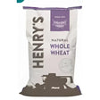 White bag of henrys whole wheat with purple accents and combine harvester for straight feed and digestive issues fiber content