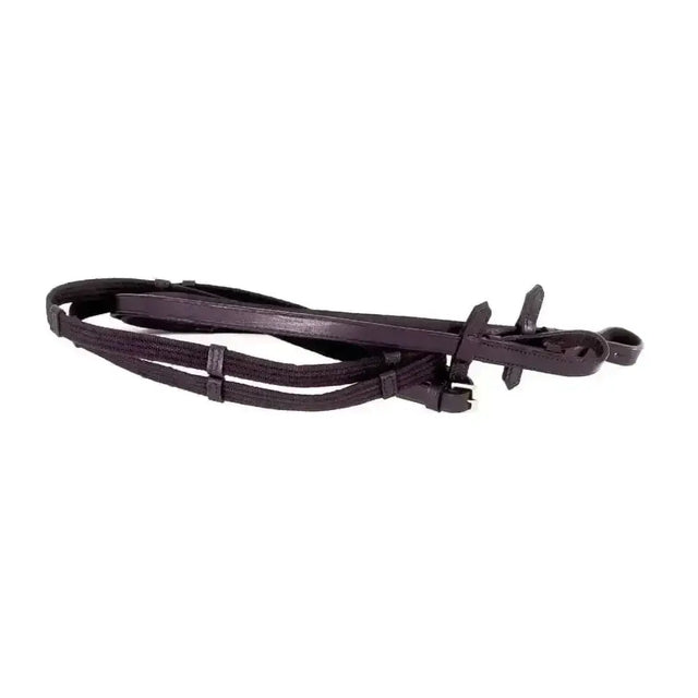 Heritage english leather continental reins in black leather with smooth texture and sturdy metal hardware